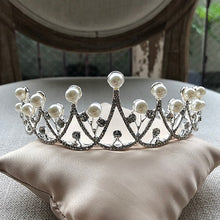 画像をギャラリービューアに読み込む, ブライダル ウエディングティアラ パール付のティアラ ゴールドorシルバー【パールシンプルティアラ】