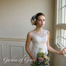 画像をギャラリービューアに読み込む, 透け感のあるチュールに光沢のあるコードレースが大人 ウエディングボレロ レーストップス【フルールボレロ】