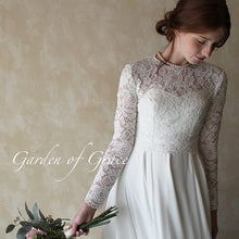 画像をギャラリービューアに読み込む, クラシカルで華やか レティチェラレースの長袖ウエディングボレロ アイボリーも可【レティチェラ長袖】