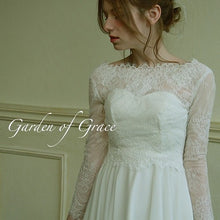 画像をギャラリービューアに読み込む, スカラップが美しい コードレース総レースの9分袖ウェディングボレロ 演奏会にも【プリムベール長袖】