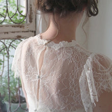 画像をギャラリービューアに読み込む, リバーレースが柔らかく包み込む 華奢見えキャップスリーブ ウエディングボレロ【リリーウエディングボレロ】