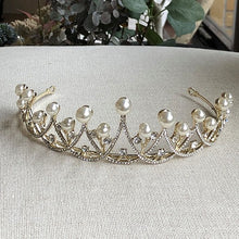 画像をギャラリービューアに読み込む, ブライダル ウエディングティアラ パール付のティアラ ゴールドorシルバー【パールシンプルティアラ】