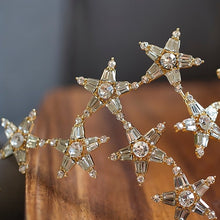 画像をギャラリービューアに読み込む, ブライダル ウェディング 大ぶり星モチーフのカチューシャ スターデザインゴールド系ヘッドアクセ【星カチューシャ大】