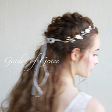 画像をギャラリービューアに読み込む, ウェディングアクセサリー お花モチーフシリーズのハーフ冠 ウエディング ヘッドアクセ髪飾り【お花ハーフ冠】