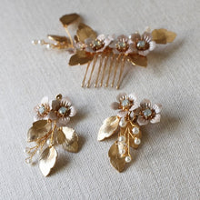 画像をギャラリービューアに読み込む, ブライダル ウェディング ゴールドヘッドアクセ ヘッドドレス 和装 成人式に【ストロベリーフラワー】