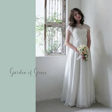 画像をギャラリービューアに読み込む, リバーレースが柔らかく包み込む 華奢見えキャップスリーブ ウエディングボレロ【リリーウエディングボレロ】