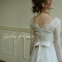 画像をギャラリービューアに読み込む, スカラップが美しい コードレース総レースの9分袖ウェディングボレロ 演奏会にも【プリムベール長袖】