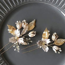 画像をギャラリービューアに読み込む, ブライダル ウェディング goldヘッドドレス ヘッドアクセ和装髪飾りヘッドドレスに【露草Gold】