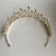 画像をギャラリービューアに読み込む, ブライダル ウエディングティアラ パール付のティアラ ゴールドorシルバー【パールシンプルティアラ】