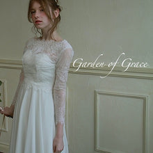 画像をギャラリービューアに読み込む, スカラップが美しい コードレース総レースの9分袖ウェディングボレロ 演奏会にも【プリムベール長袖】