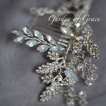 画像をギャラリービューアに読み込む, ブライダル ウェディング 半貴石のヘッドアクセ ウエディングヘッドドレス 和装 成人式 ムーンストーン【ネージュ】