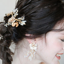 画像をギャラリービューアに読み込む, ブライダル ウェディング goldイヤリング ピアス ヘッドドレスとセットも◎【マルゴーイヤリング ピアス】