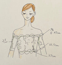 画像をギャラリービューアに読み込む, スカラップが美しいラッセルレースの オフショルダーウエディングボレロ【オフショルハーフボレロ】