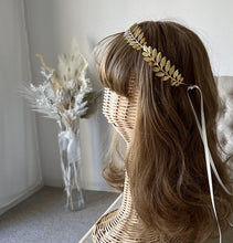 画像をギャラリービューアに読み込む, 金銀大人なリーフの冠 ウェディングヘッドドレス シルバー ヘッドアクセ 髪飾り【リーフの冠】