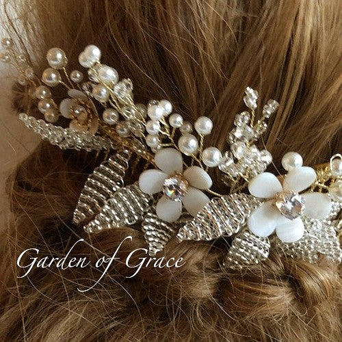 ブライダル ウェディング goldヘッドドレス ヘッドアクセ和装髪